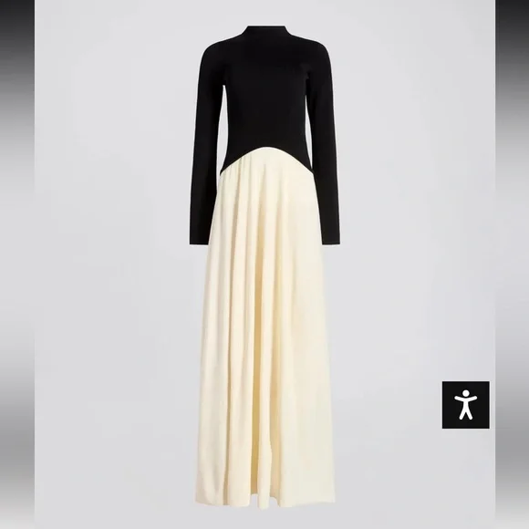 Solid & Striped Soglio Two Tone Drop Waist Maxi Dress in Black and Cream - Picture 4 of 4